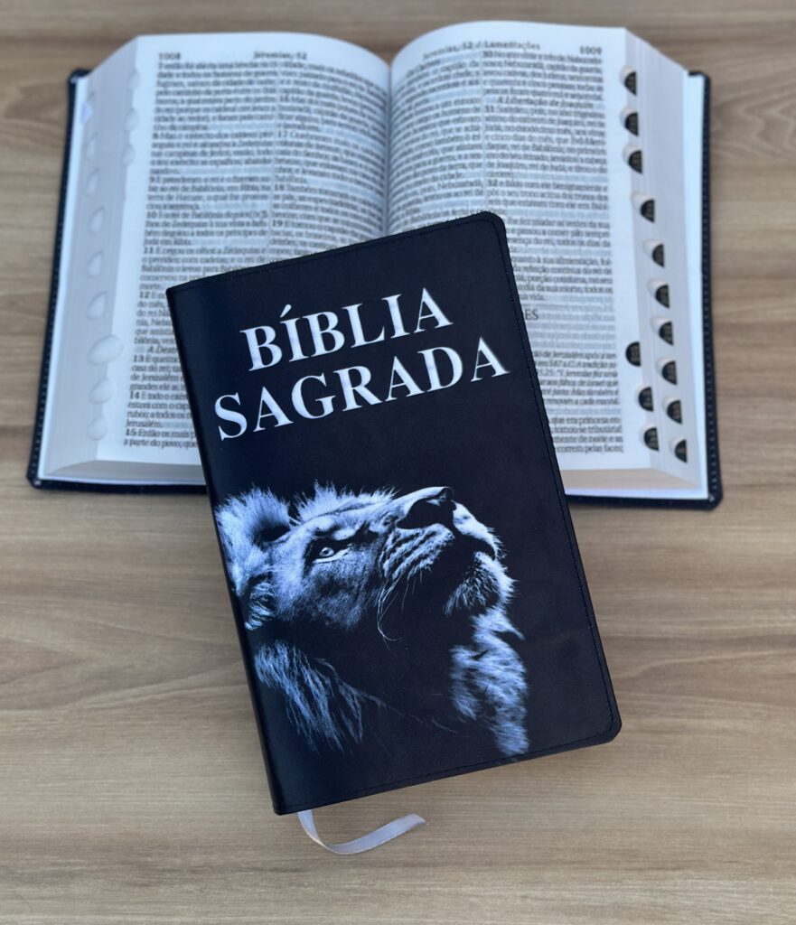 Biblia Leão Holografico ARC Letras Grandes harpa e indice